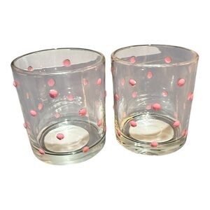 Two (2) NWT - 2 Pink Polka Dot Glass Tumblers